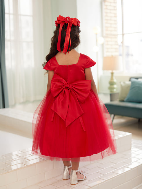 Girls Multi Color Square Neckline Cap Sleeve Flower Girl Dress 2-12